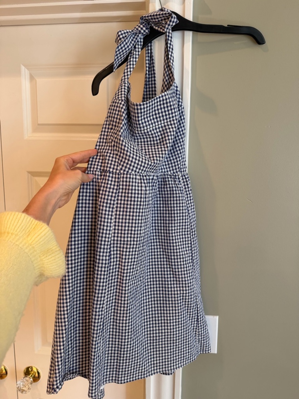 Hill House Fleur mini dress in White Gingham Dress - Picture 2 of 4